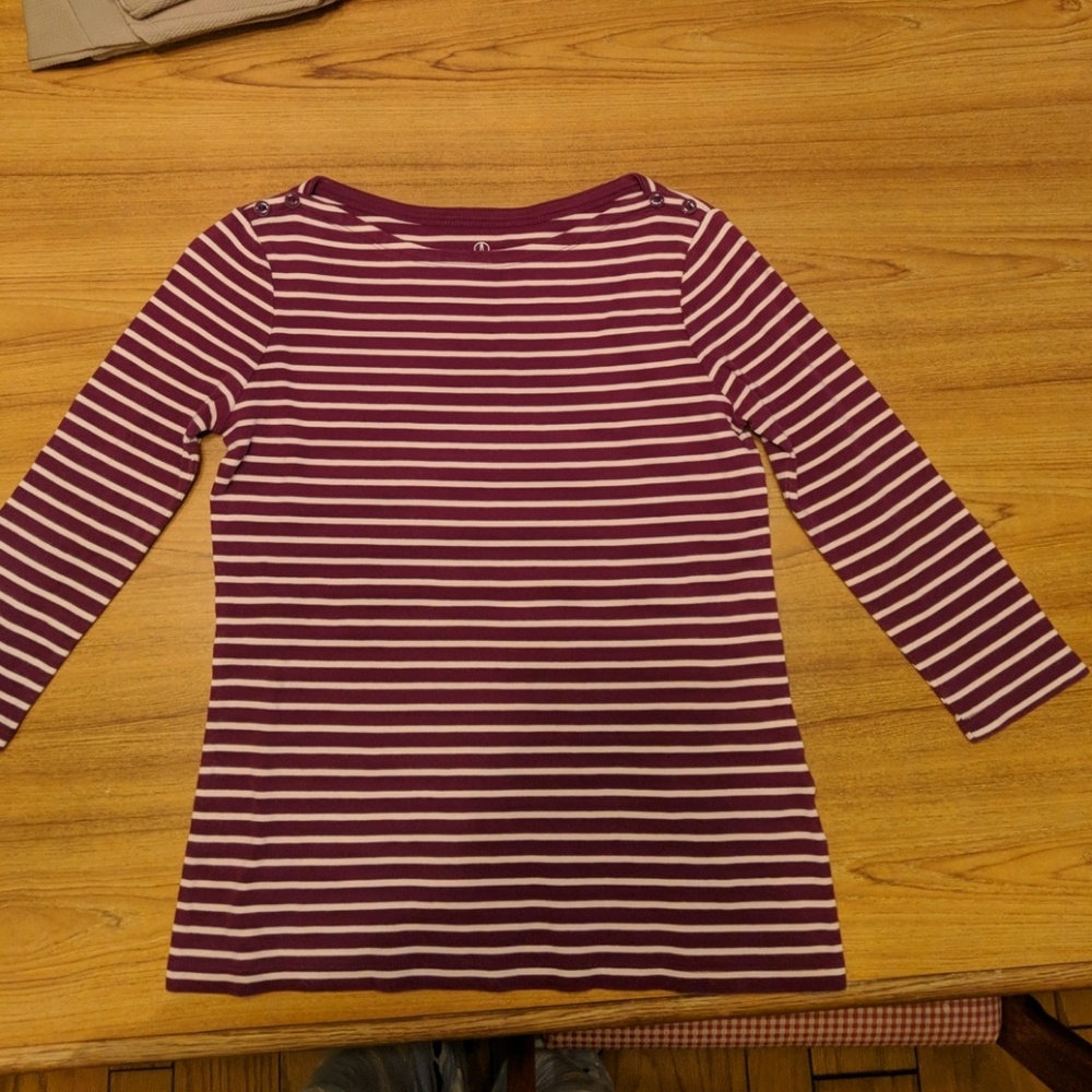 Lands' End Stripped Boat Neck 3/4 Womans XS Top